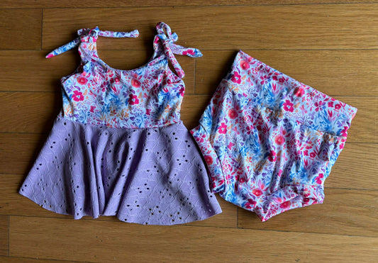 Watercolor Floral Peplum Set