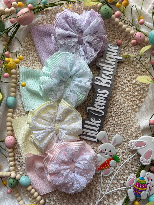 Pastel Ribbed with White Lace Scrap Wrap/Scrap Piggies