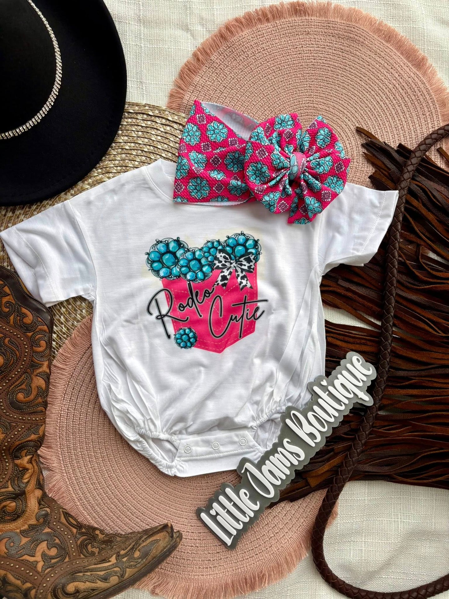Rodeo Cutie Romper/T-Shirt with Matching Bow