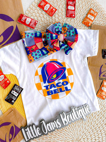 Tacobell Romper/T-Shirt with Matching Bow