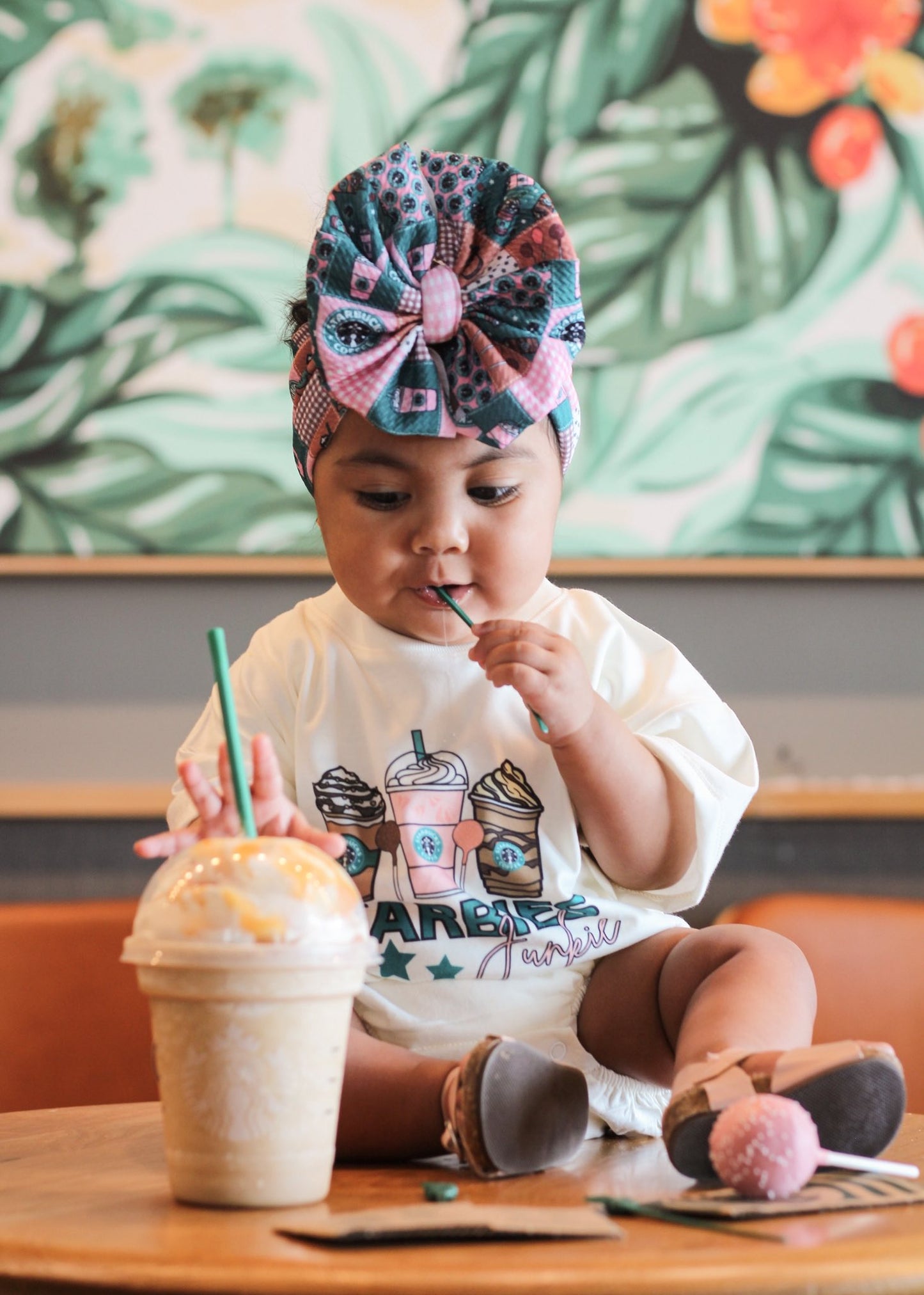 Starbucks Romper/T-Shirt with Matching Bow