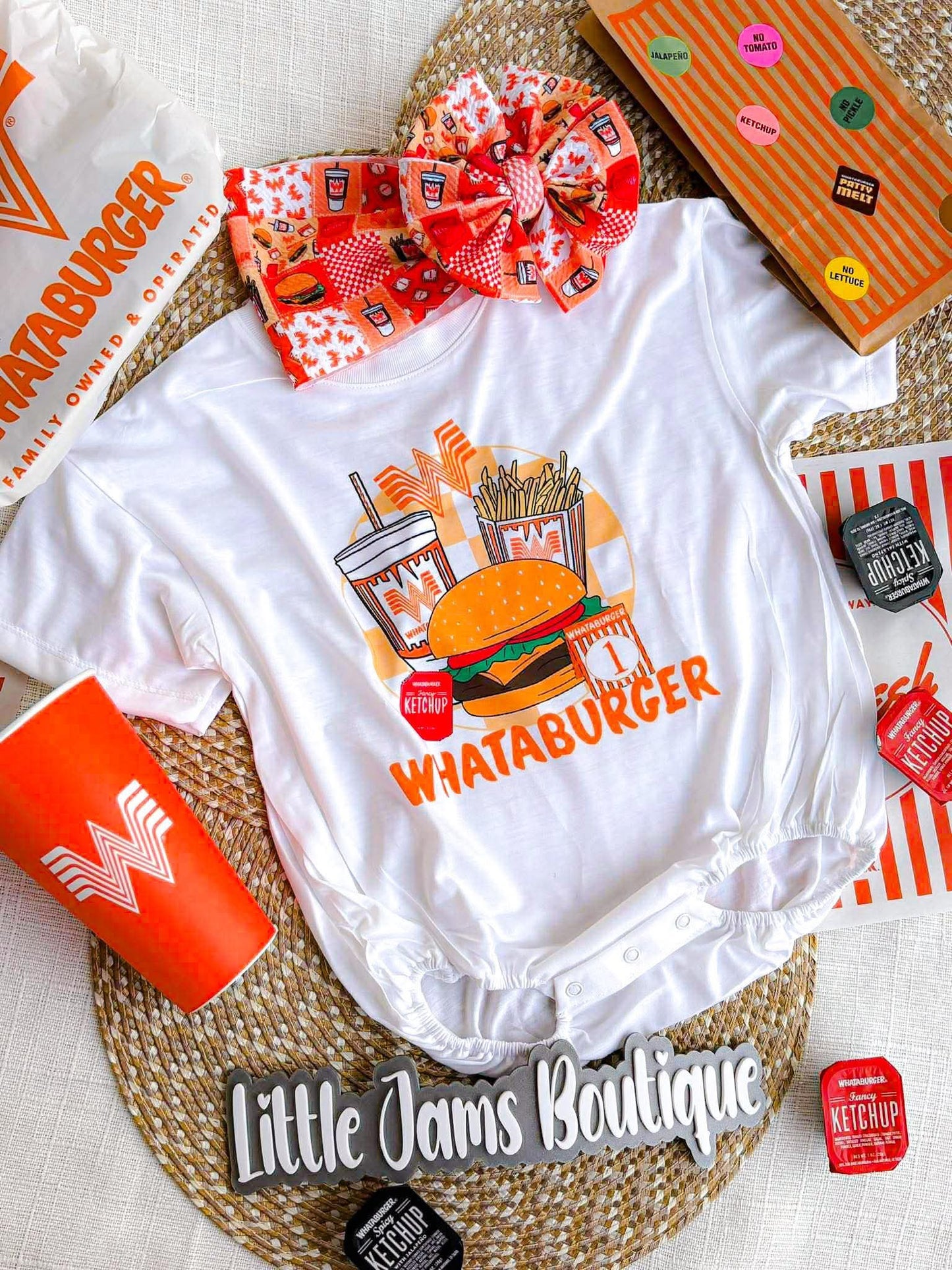 Whataburger Romper/T-Shirt with Matching Bow