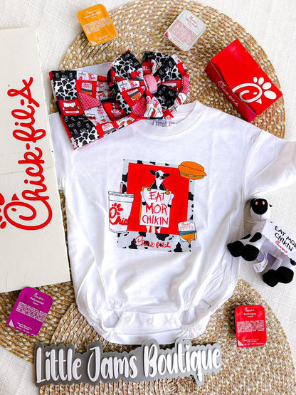Chick Fil A Romper/T-Shirt with Matching Bow