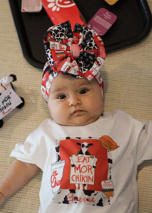 Chick Fil A Romper/T-Shirt with Matching Bow