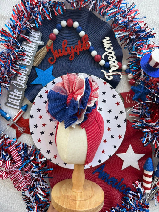 Red, White & Blue Ribbed with Pearl Mesh Scraps