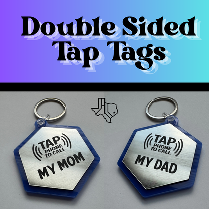 Tap Tag - Emergency Contact Backpack Tag (Double Sided)