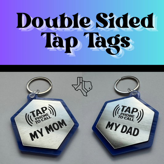 Tap Tag - Emergency Contact Backpack Tag (Double Sided)