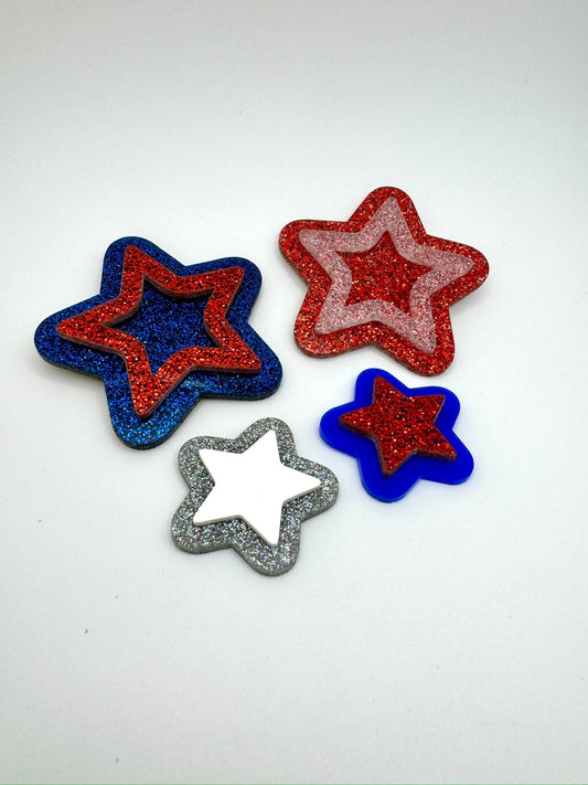 Patriotic Stars Bow Clips