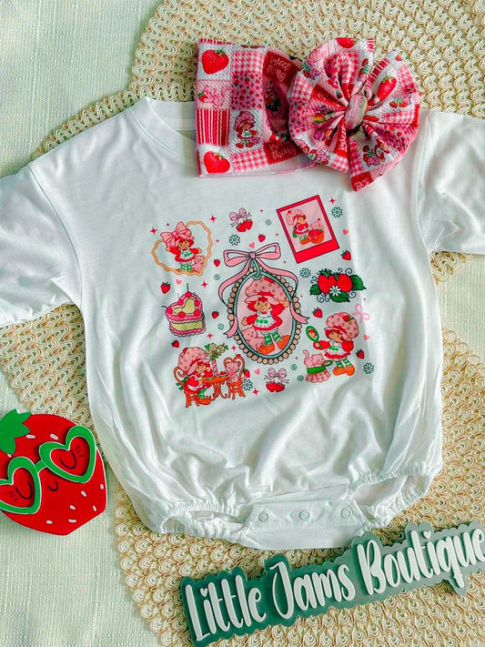 Strawberry Shortcake Romper/T-Shirt with Matching Bow