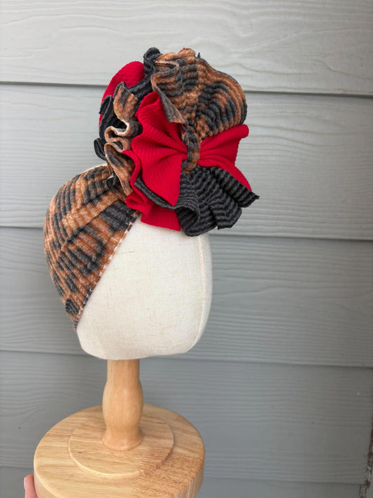 Leopard Ribbed Mixed with Black Ribbed and Red