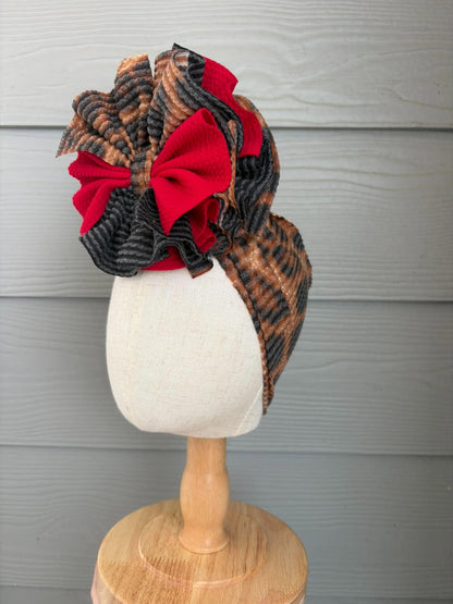 Leopard Ribbed Mixed with Black Ribbed and Red