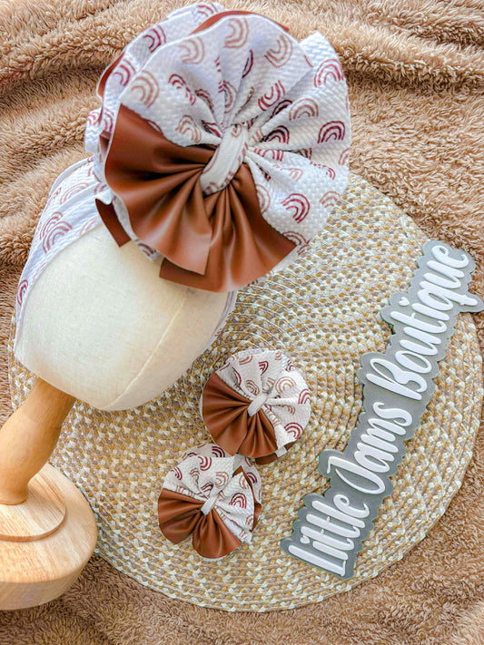 BHM Rainbows with Brown Pleather Wrap/ Scrap piggies