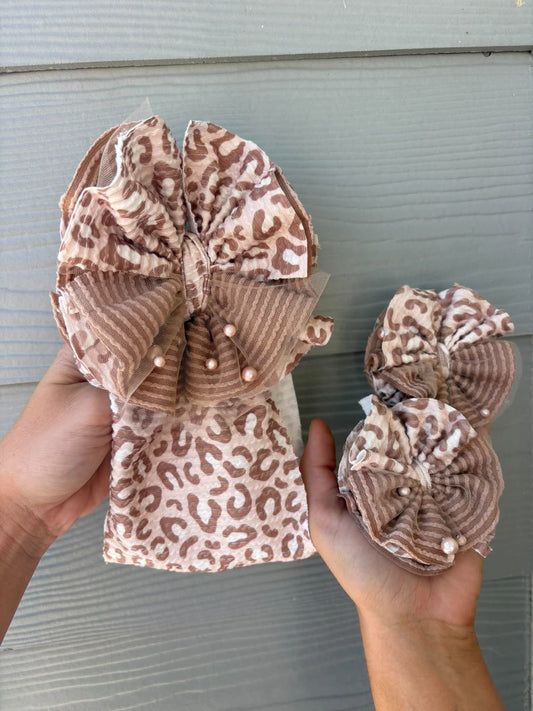 Fall Leopard Ribbed and Hershey Ribbed Mixed with Champagne Pearl