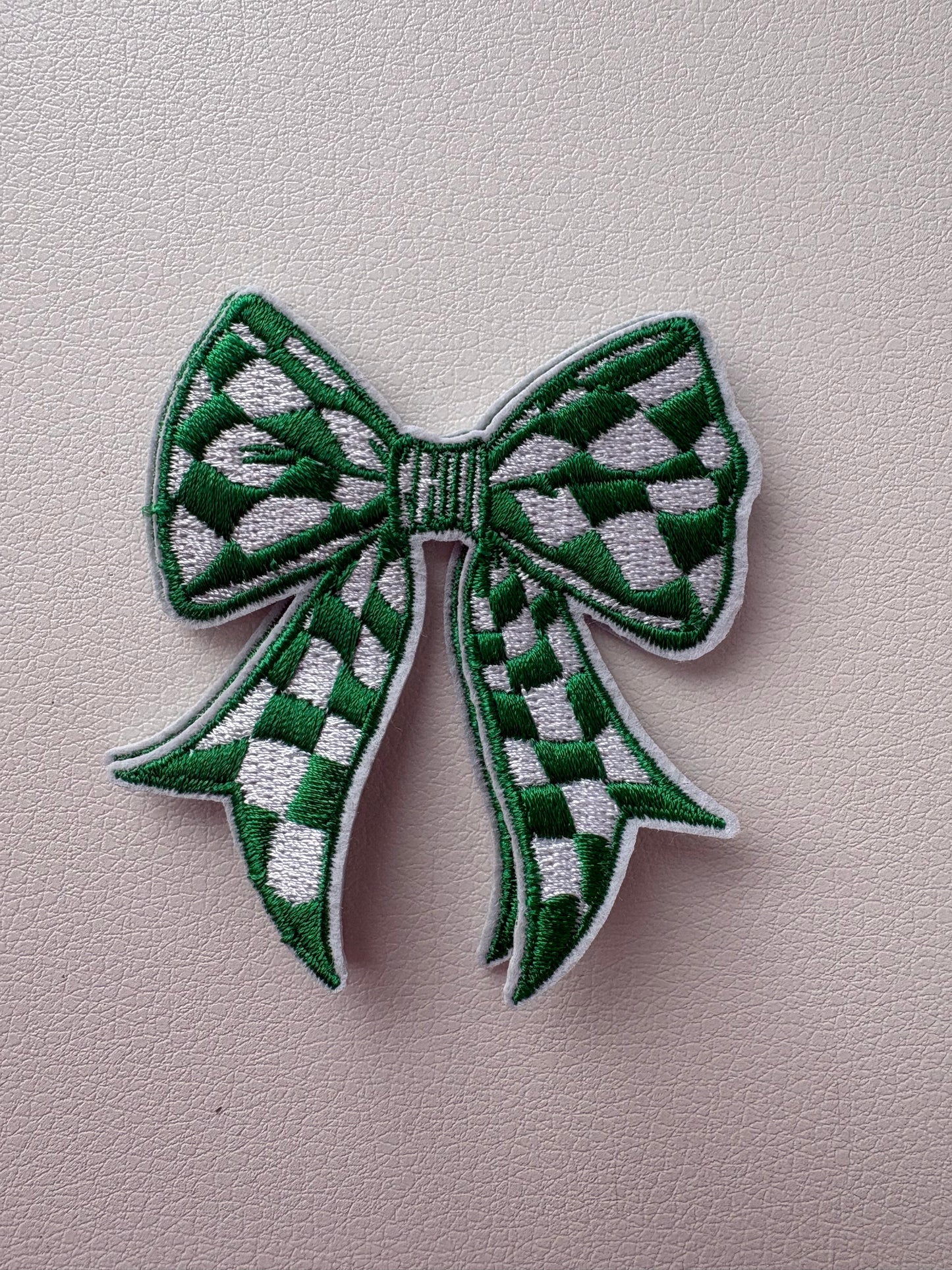 Green Checkered Bow Patch