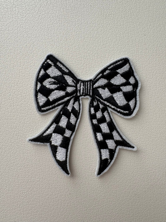 Black Checkered Bow Patch