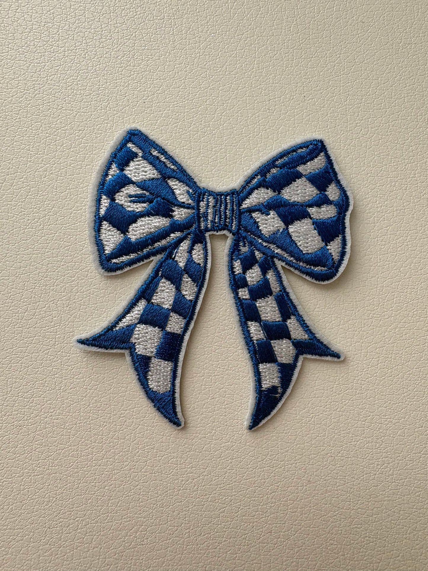 Blue Checkered Bow Patch