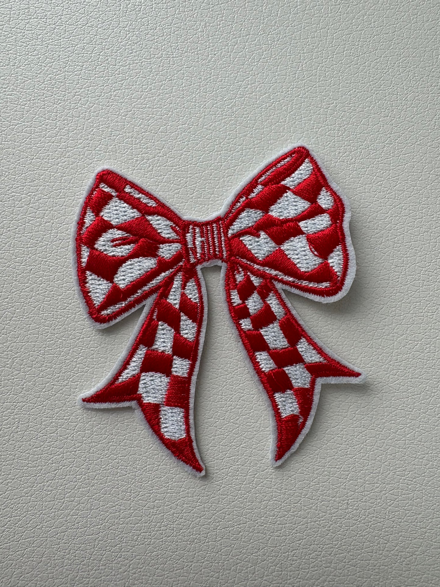 Red Checkered Bow Patch