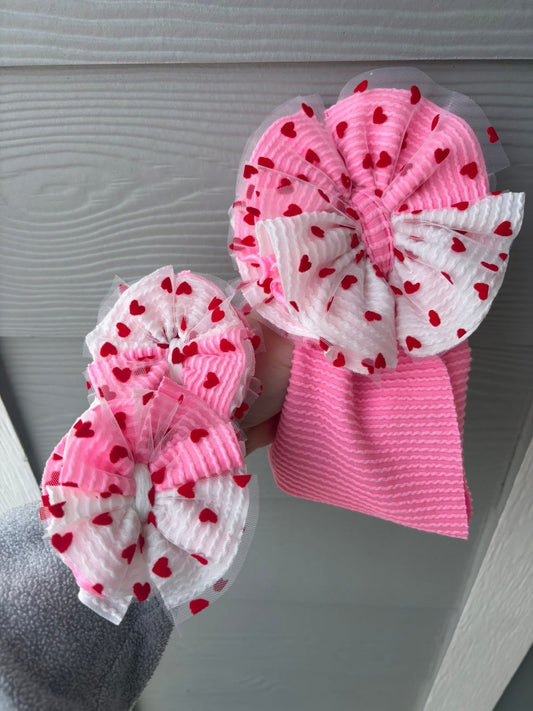 Pink and White Ribbed Mix with Heart Mesh Scrap Wrap/ Scrap piggies