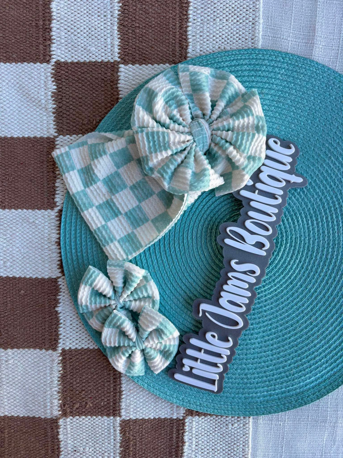 Blue Check Ribbed