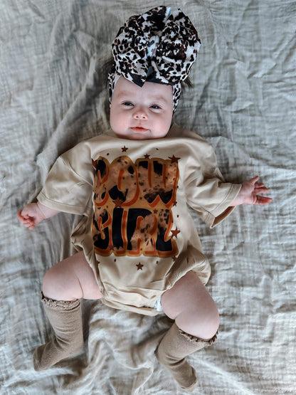 Cowgirl with cowhide Bow T-shirt/Romper