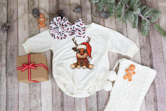 Reindeer with Matching Bow T-Shirt/Romper