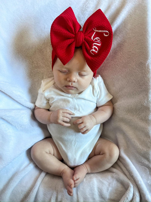 Christmas Embroidered Name Bow