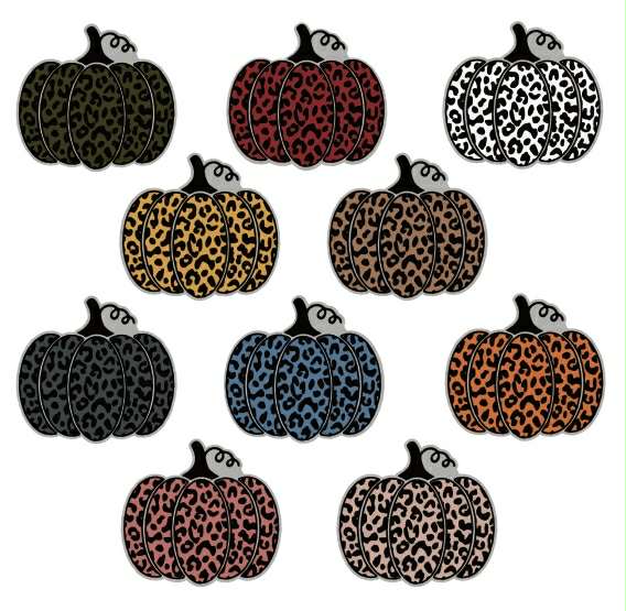 Leopard Pumpkin Bow Clips