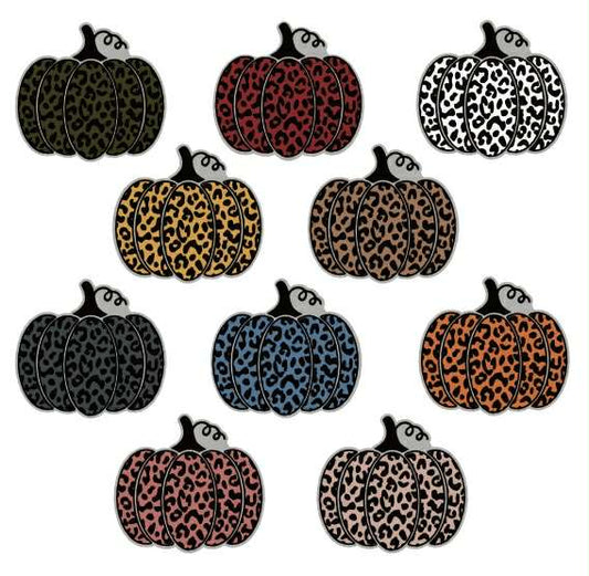 Leopard Pumpkin Bow Clips