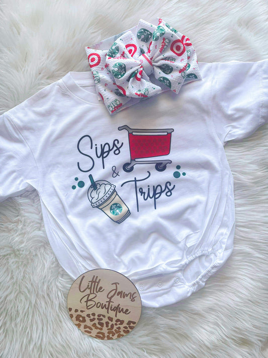 Sips & Trips with matching Bow T-Shirt/Romper