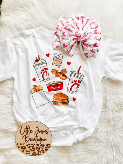 Chic fil a  with matching Bow T-Shirt/Romper