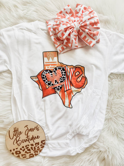 Whataburger with matching Bow T-Shirt/Romper
