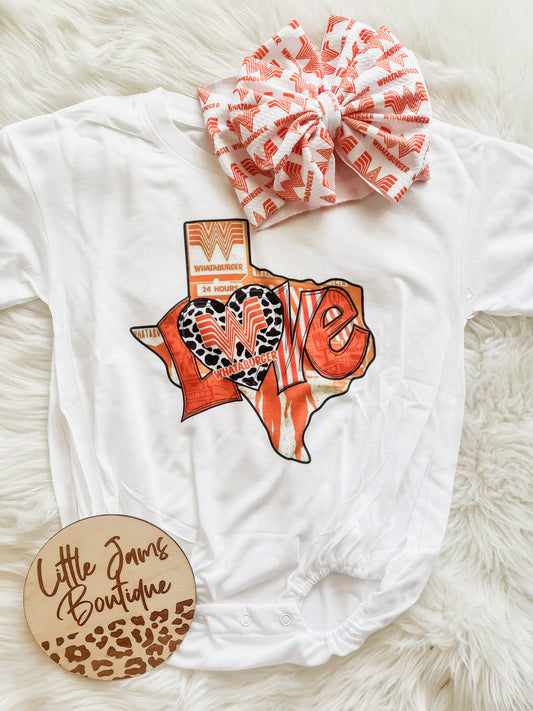 Whataburger with matching Bow T-Shirt/Romper