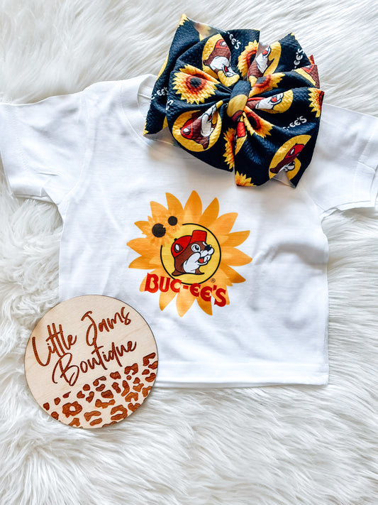 Buc-ees with matching Bow T-Shirt/Romper