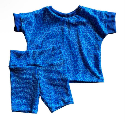 Royal Blue Leopard Lounge Set