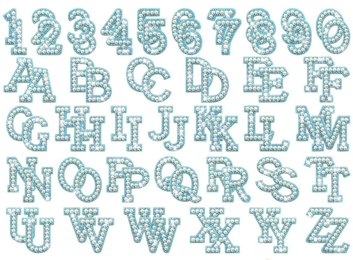 Blue with Pearl Letter Patch