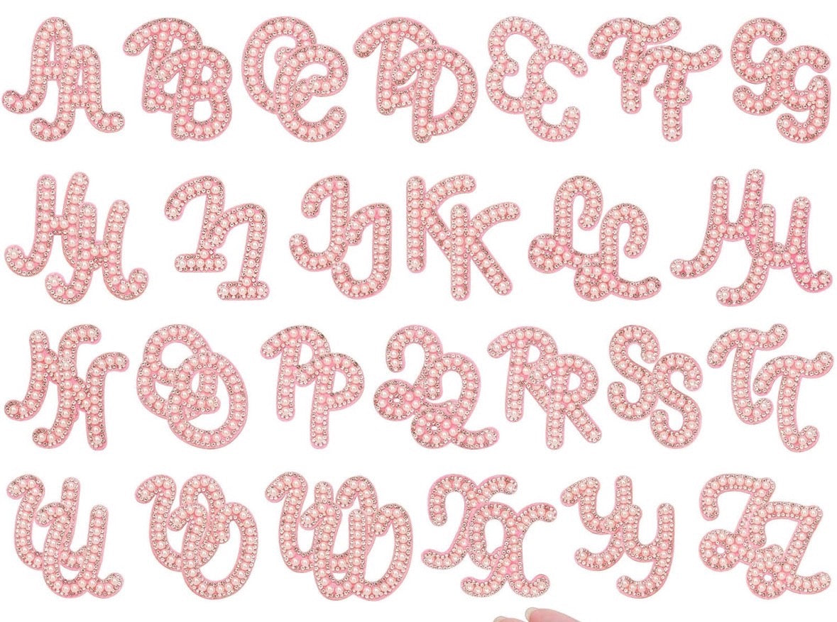 Pink with Pearl Letter Patch