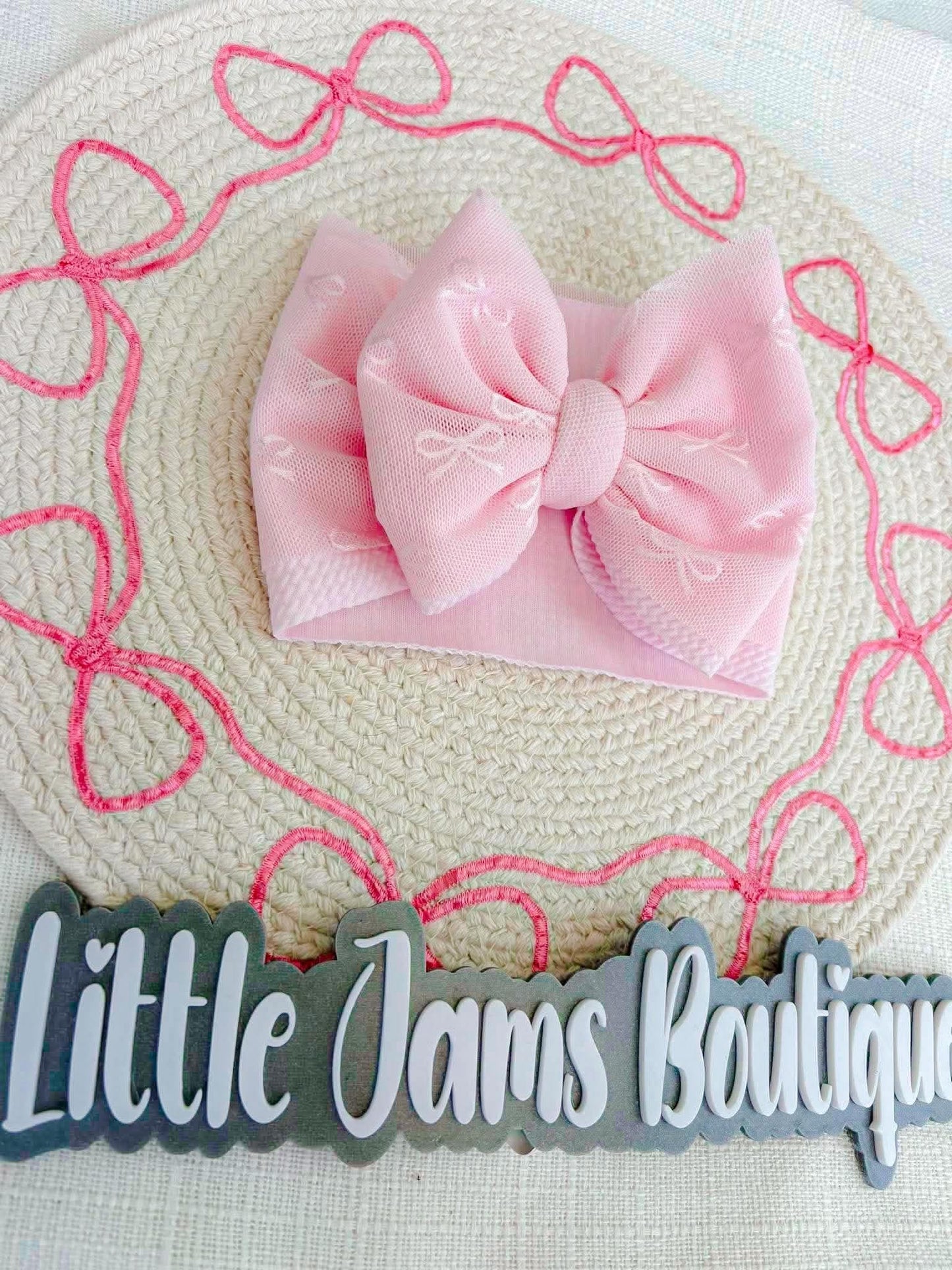 Bow Mesh over Baby Pink