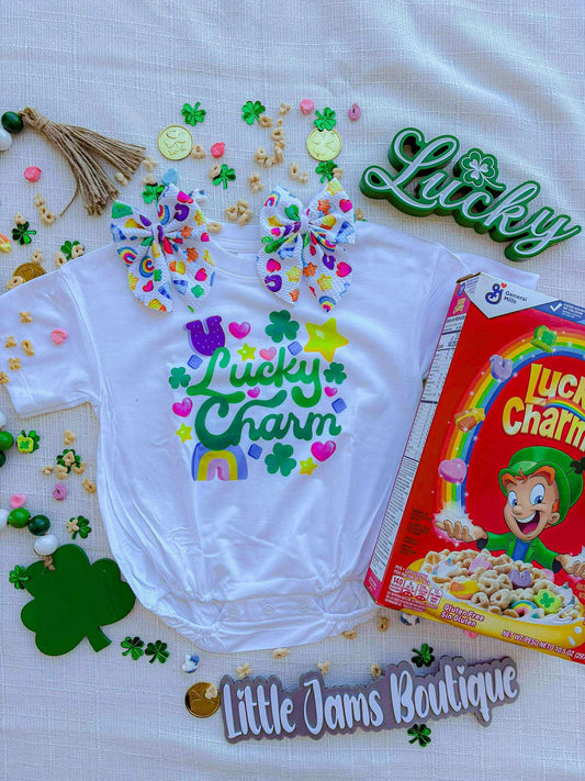 Lucky Charms Romper/T-Shirt with Matching Bow