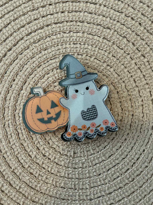 Pumpkin & Ghost Bow Clip