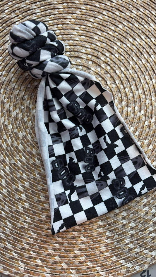 Checkered Boo Topknot