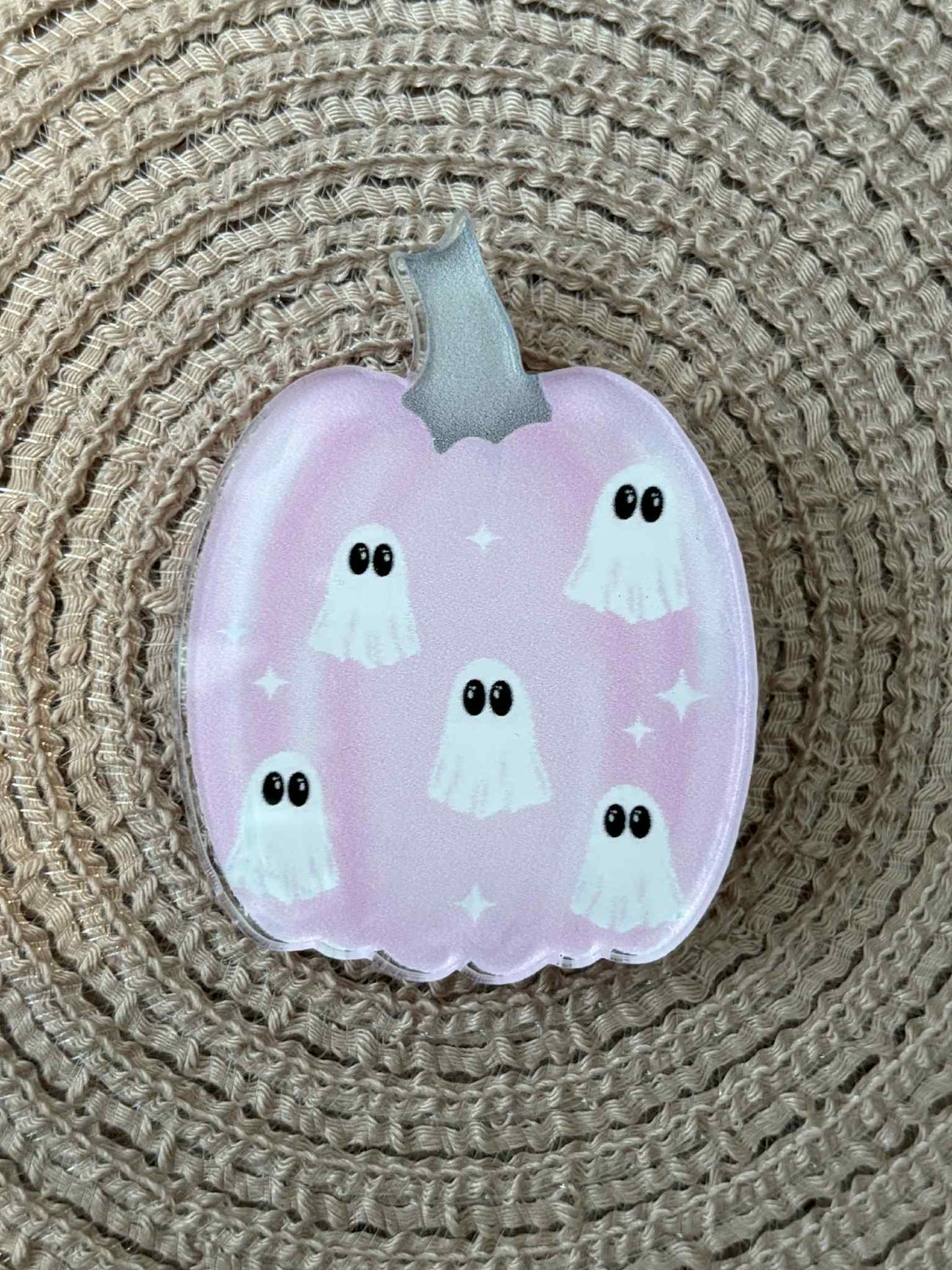 Pumpkin with Ghost Bow Clip