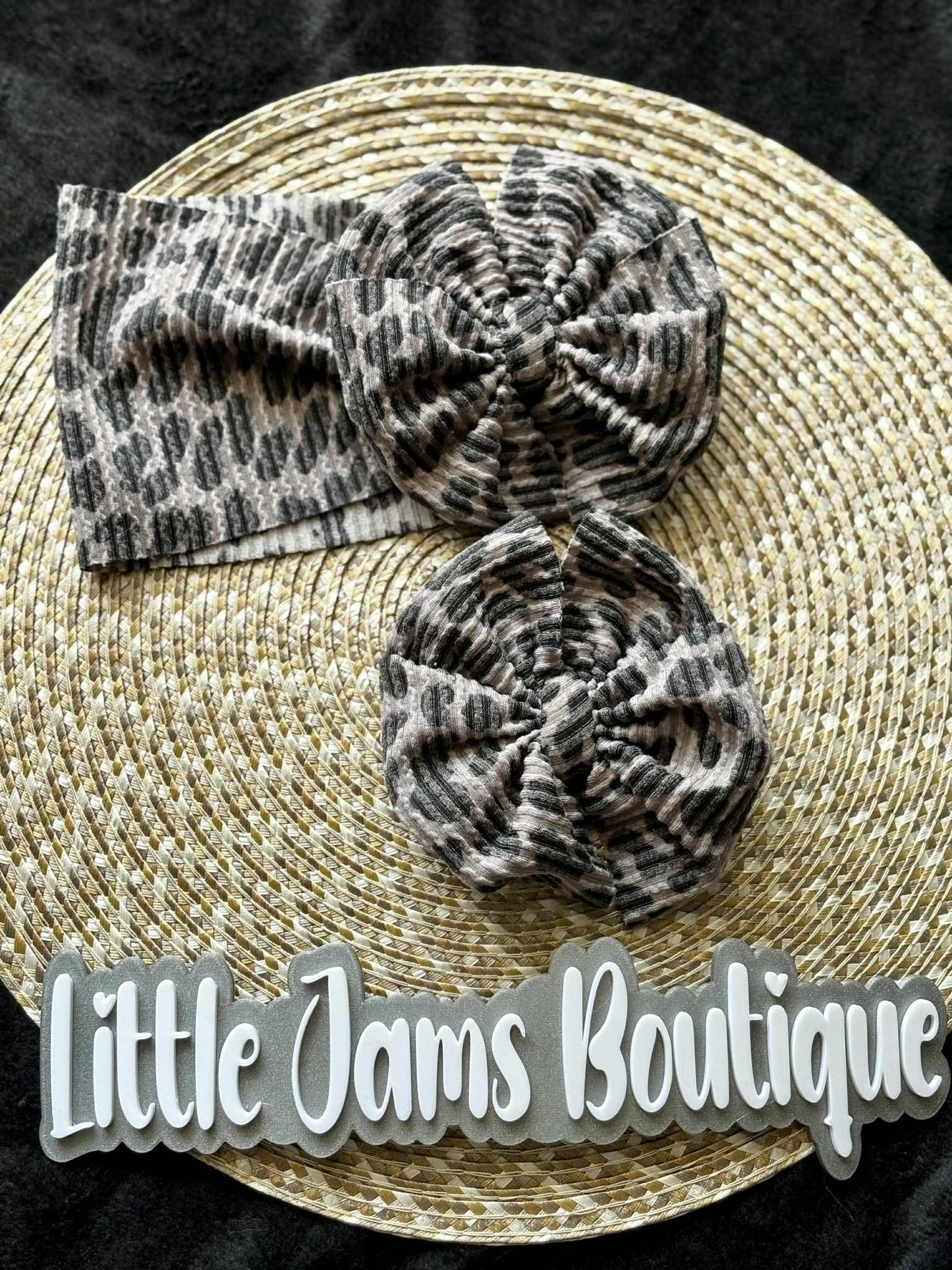 Dark Gray Leopard Ribbed