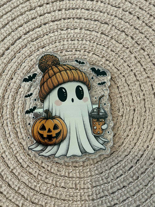 Pumpkin Spice Ghost Bow Clip