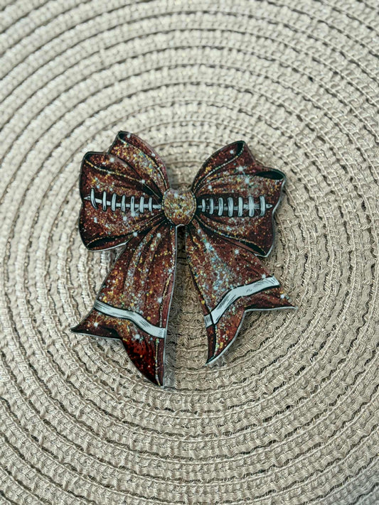 Glitter Football Bow Clip