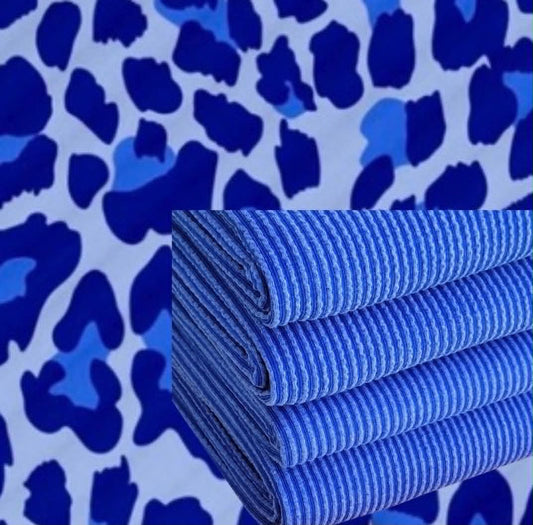 Royal Blue Leopard Lounge Set