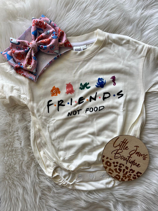 F.R.I.E.N.D.S Not Food and Bow T-Shirt/Romper