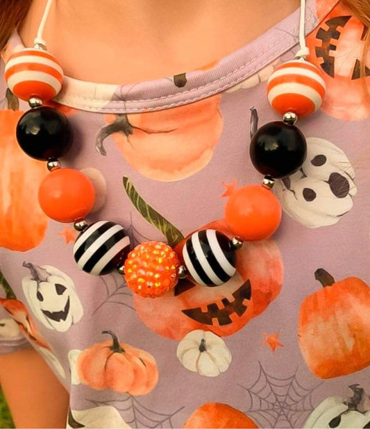 Orange and Black Halloween Necklace